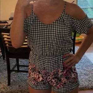 Black plaid romper